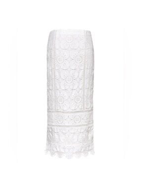 Banana Republic Ivory Lace Midi Pencil Skirt NWT Size 6 Crochet Floral Lined